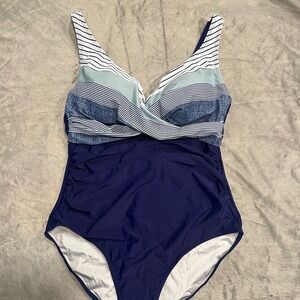 Eomenie Women's Striped One Piece Swimsuit Tummy Control Bathing Suit